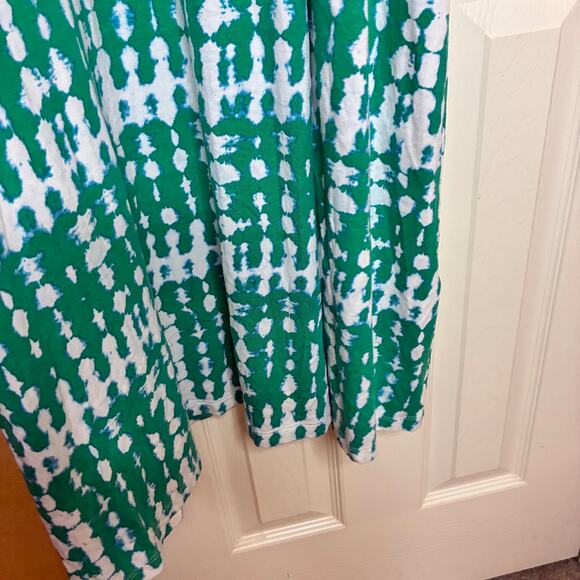 Chico’s Tie Dye Green White Halter Maxi Dress US 0 Sleeveless Keyhole Button - Picture 3 of 9